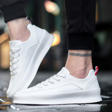 Autumn fashion sports trainers plain lace up white leather sneakers shoes casual for men leather,white shoes,men leather shoes